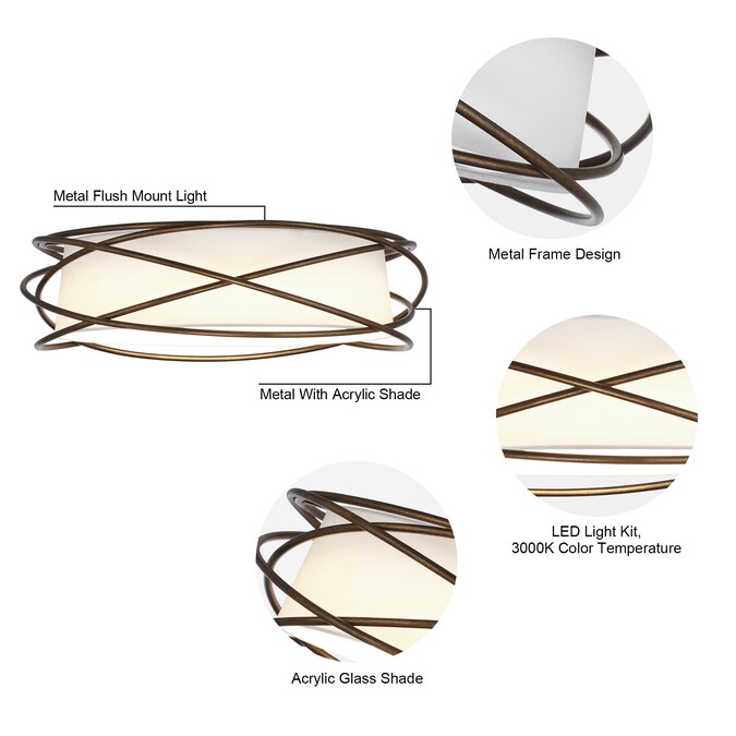 Parrot Uncle 1-Light 19.6-in Antique Bronze LED Flush Mount Light - Image 7