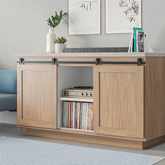 Quiet Glide 72-in Matte Black Indoor Top Mount Double Barn Door Hardware Kit