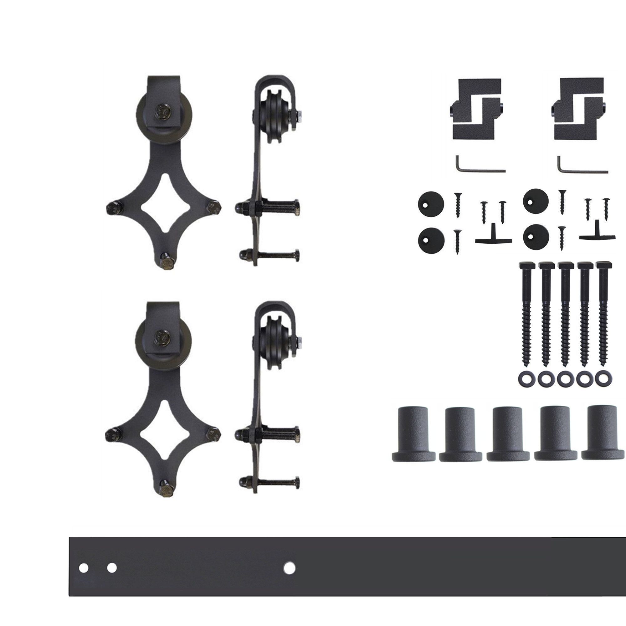 79-in Rustic black Black Indoor Diamond Double Barn door hardware kit