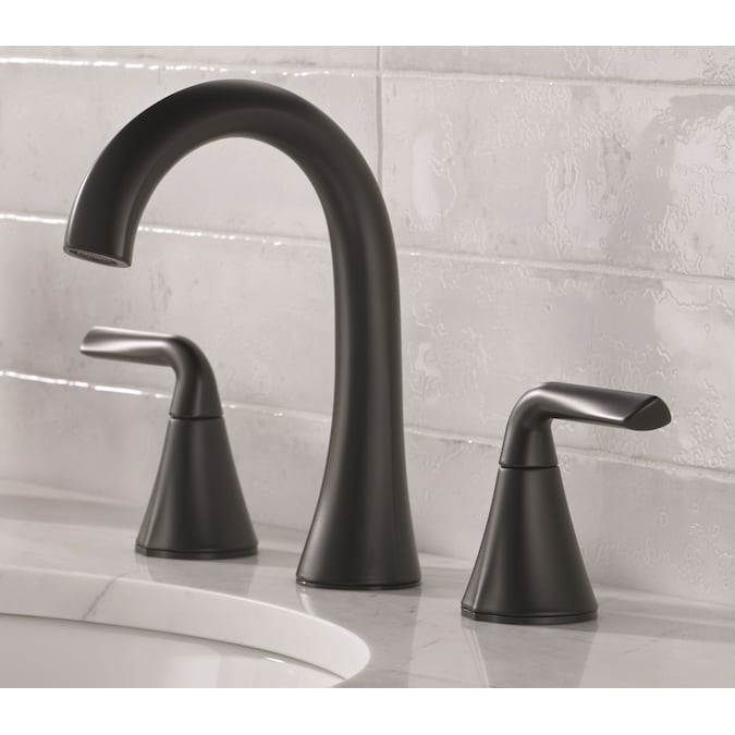 Delta Eldren Matte Black Widespread 2-Handle WaterSense Bathroom Sink Faucet with Drain