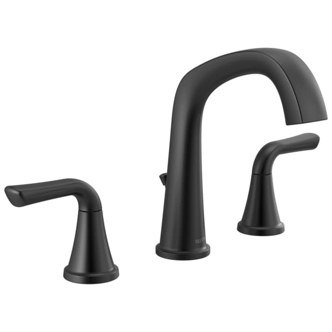 Delta Larkin Matte Black Widespread 2-Handle WaterSense Bathroom Sink Faucet with Drain