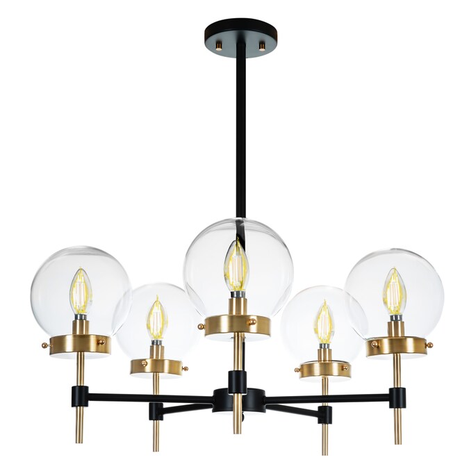 RD Milan 5-Light Black Mid-century Led, Dry rated Chandelier