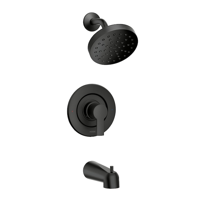 Moen Rinza Matte Black 1-handle Single Function Round Bathtub and Shower Faucet Valve Included