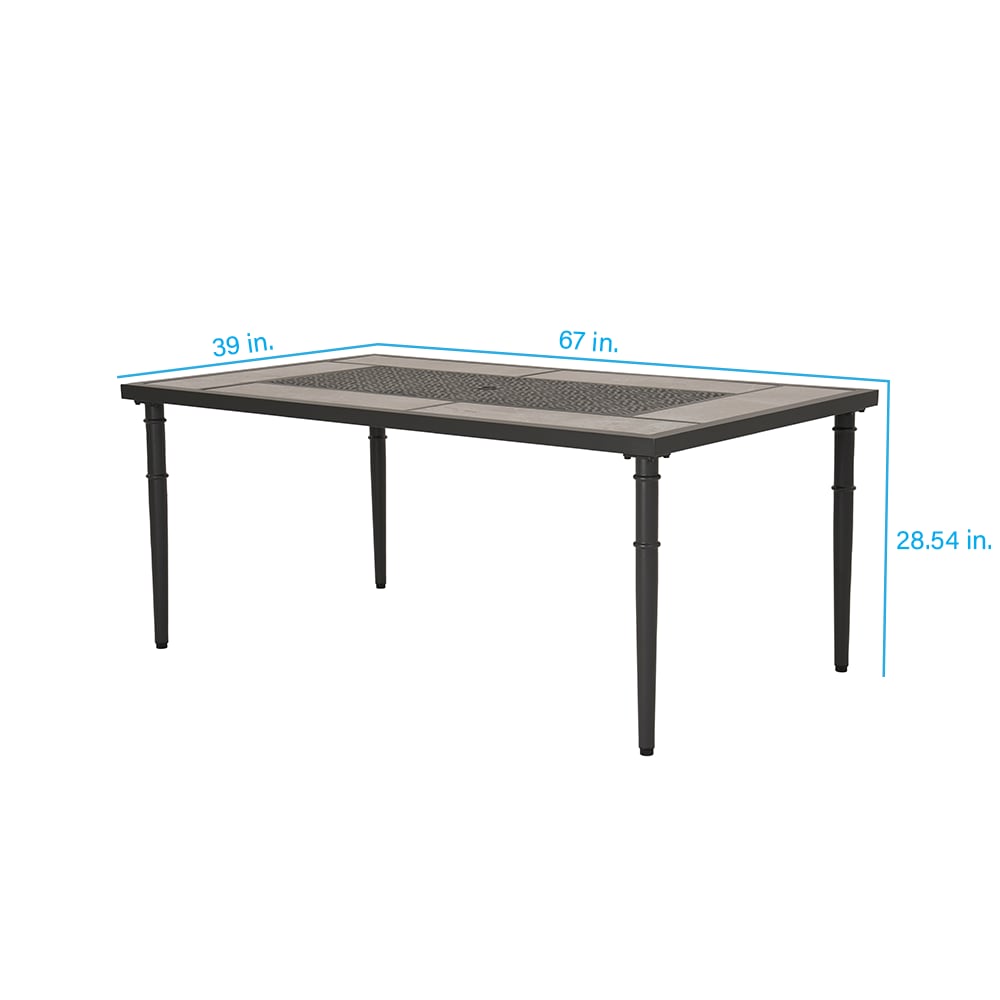 Thomas Lake Rectangle Outdoor Dining Table 39-in W x 67-in L with Umbrella Hole - Image 9