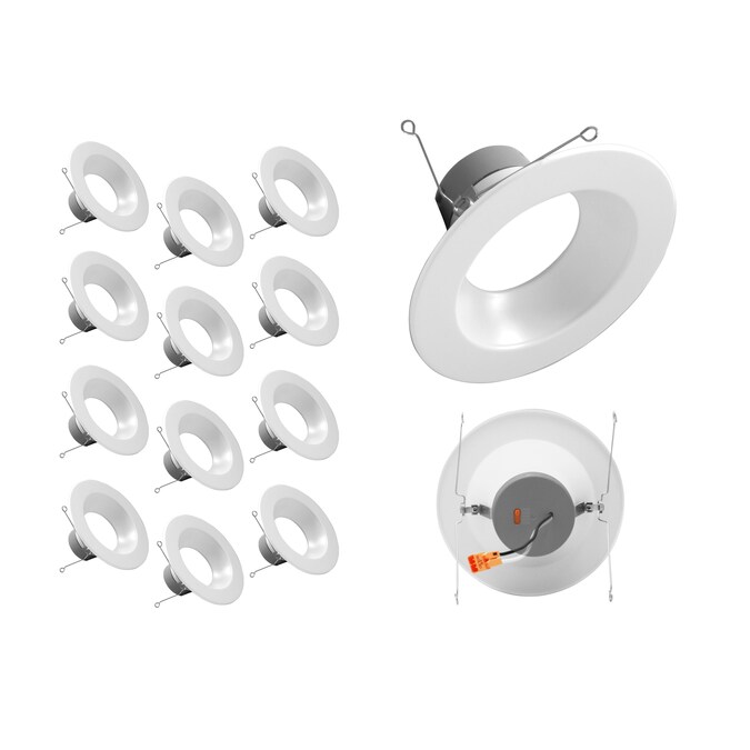 Nicor Lighting DLR56(v6) White 5-in or 6-in 918-Lumen Switchable Round Dimmable LED Canned Shower Recessed Downlight (12-Pack)
