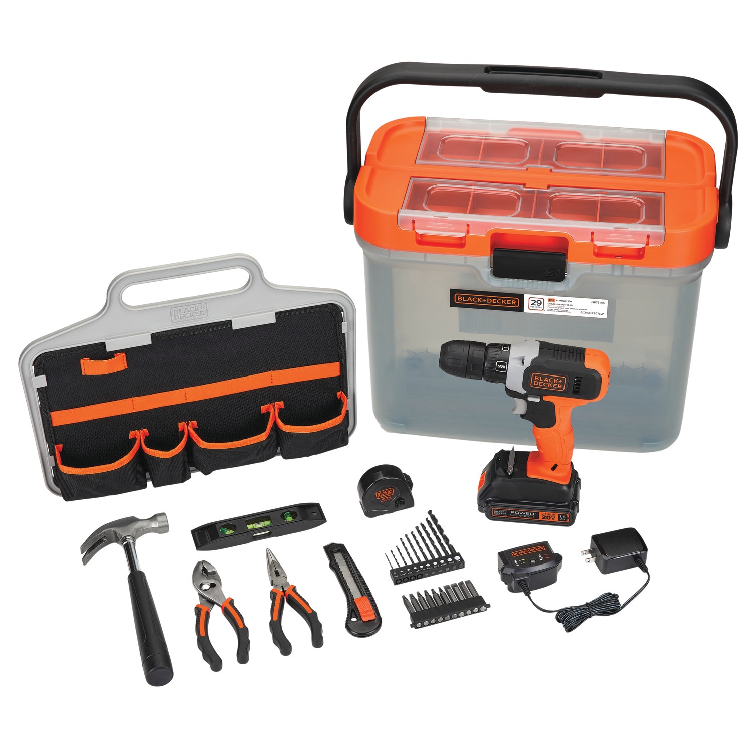 29 -Piece Household Tool Set with Hard Case