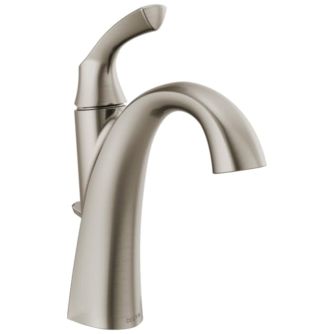 Delta Sandover Spotshield Brushed Nickel Single Hole 1-Handle WaterSense Bathroom Sink Faucet with Drain and Deck Plate