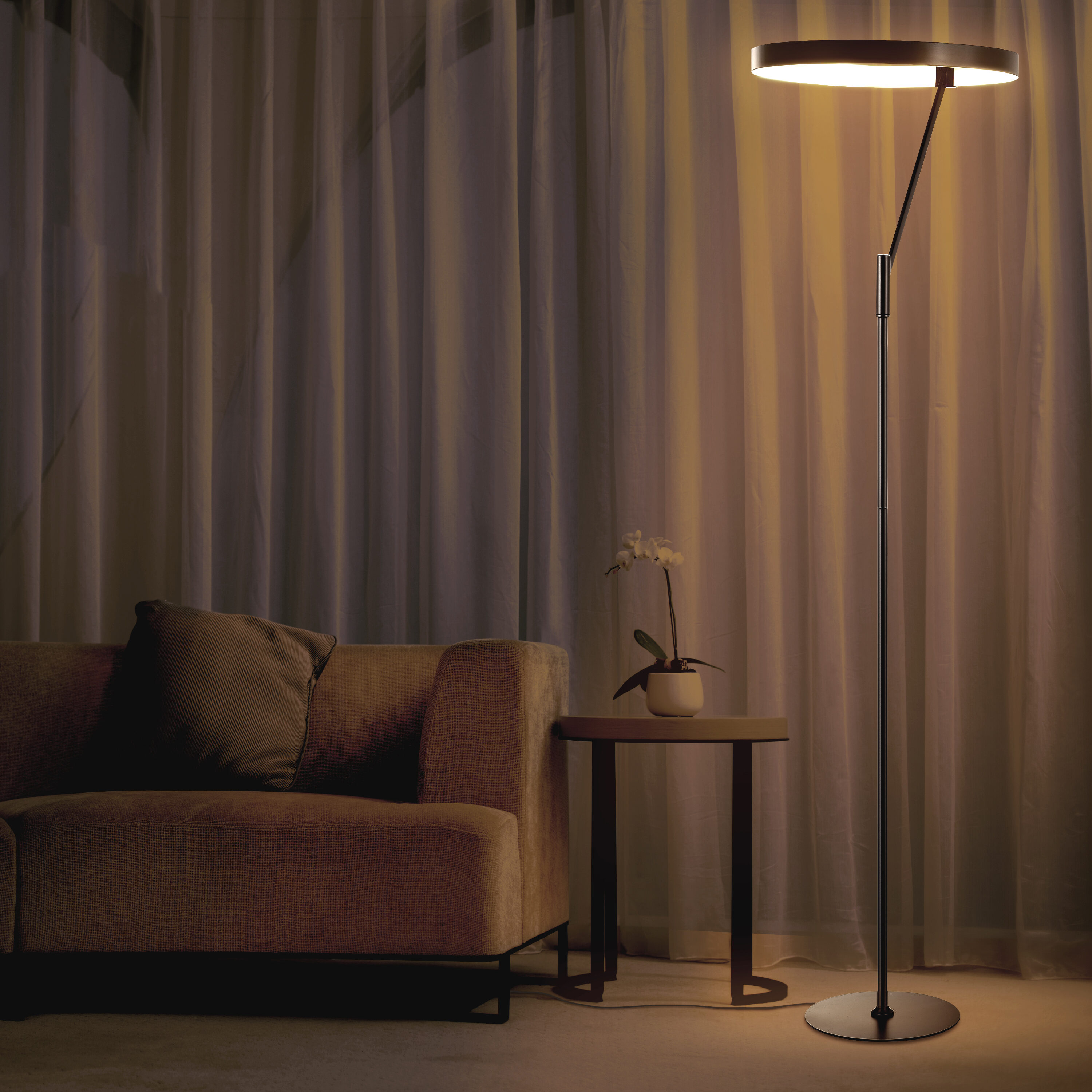 Owen Integrated Minimalist 66.75-in Black Arc Floor Lamp with No shade Shade