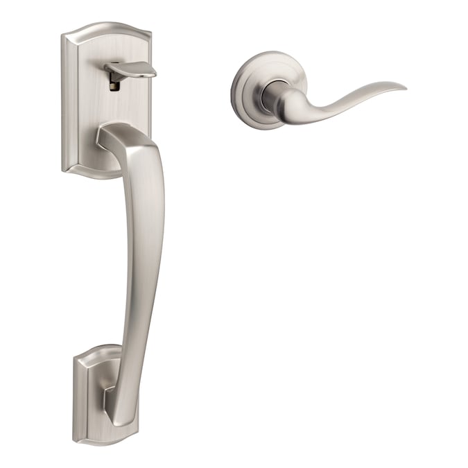 Kwikset Signature Series Prescott Satin Nickel Entry Door Handleset with Tustin Lever