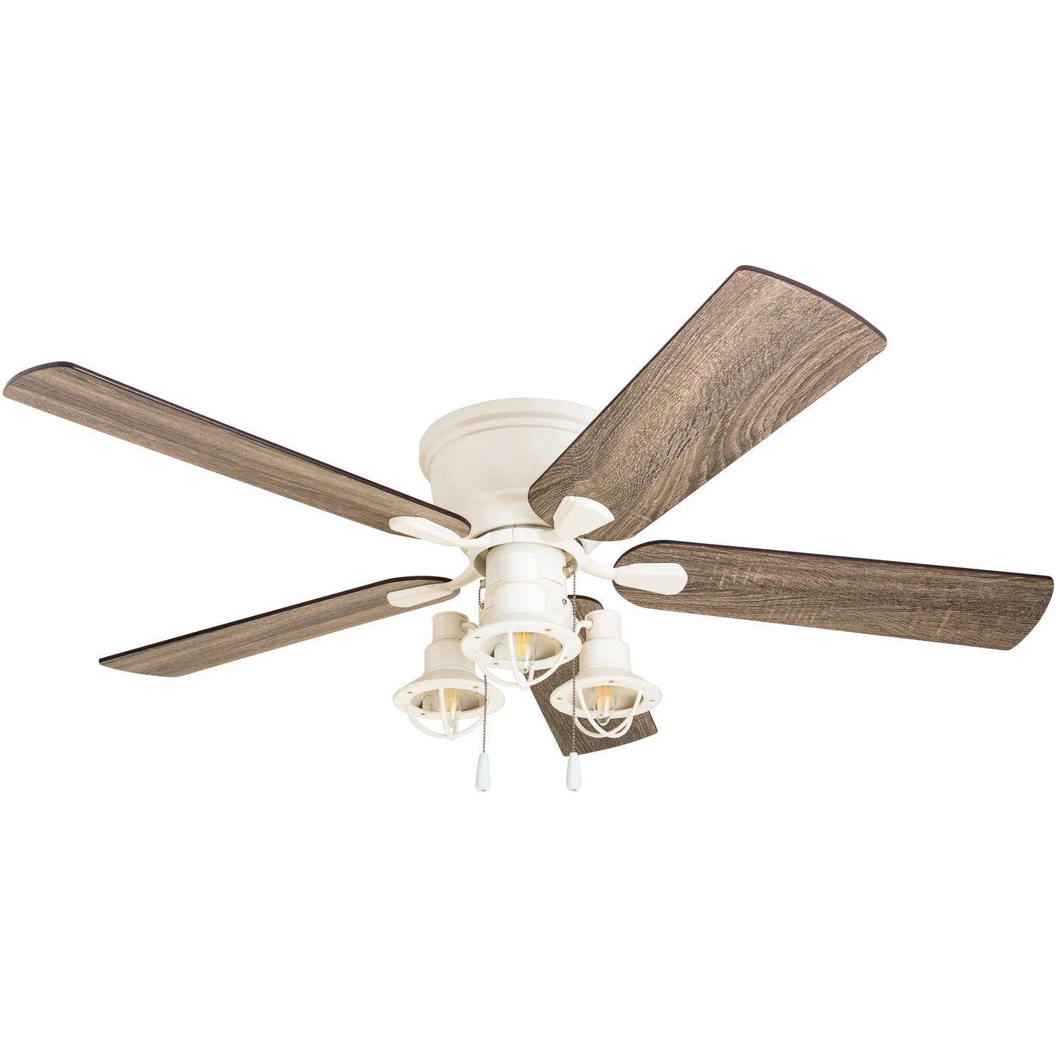 Vestoya 52-in Flush Mount White with Barnwood Tumbleweed Blades Ceiling Fan With Light ( 5 -Blade )