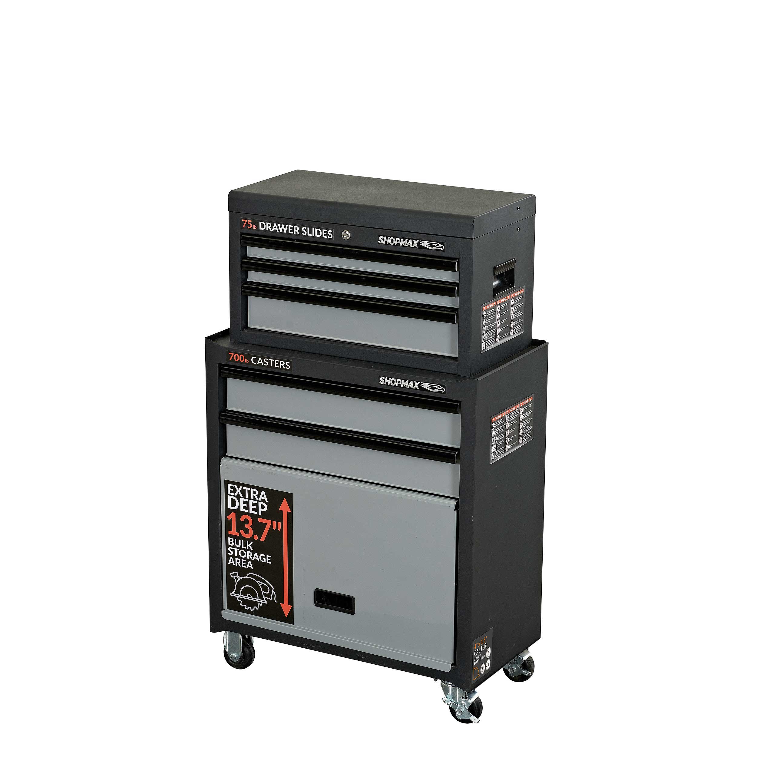 82703A2-02A1 26.71-Inches W x 55.42-Inches H 5 Ball-bearing Steel Tool Chest Combo ( Black )