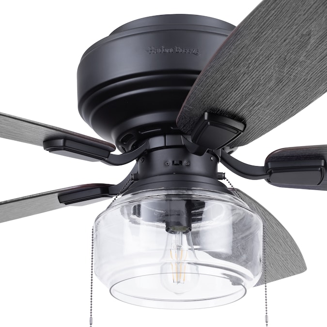 Harbor Breeze Kindleton 52-in Matte Black with Cocoa/Mocha Blades LED Indoor Flush Mount Ceiling Fan with Light (5-Blade) - Image 12