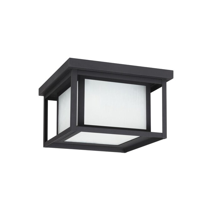 Generation Lighting Hunnington 1-Light 10-in Satin Black Indoor/Outdoor Flush Mount Light