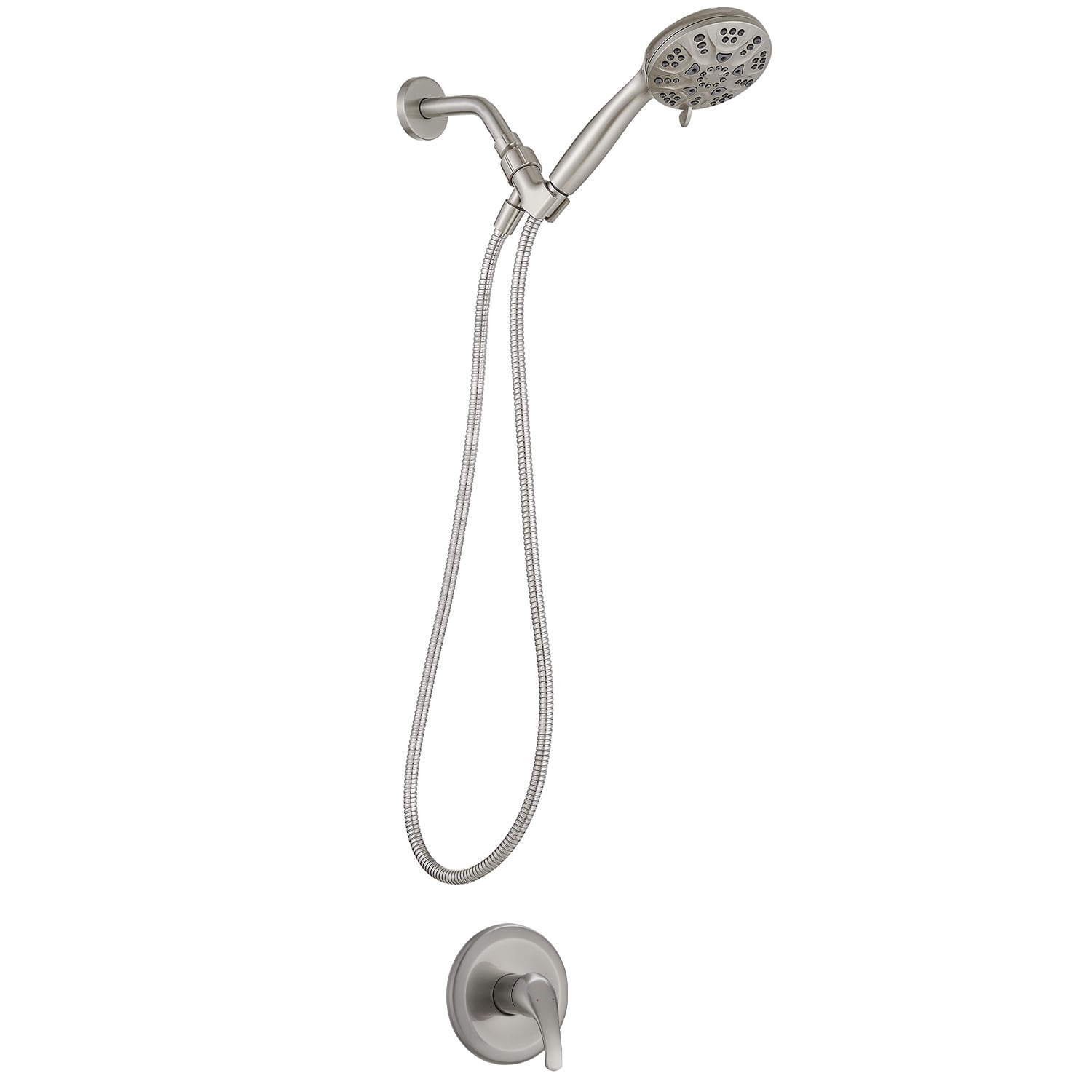 Brushed Nickel 1-handle Handheld 10-in Round Shower Faucet with Valve
