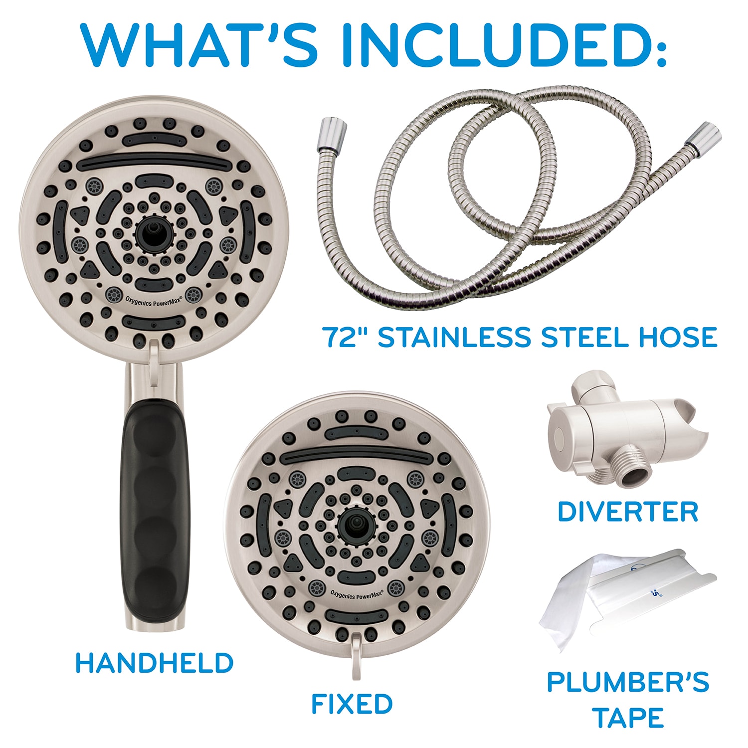 PowerMax 99.0 -Spray Brushed Nickel 4.5-in Round Dual/Combo High Pressure Shower Head 1.8 GPM - Image 6