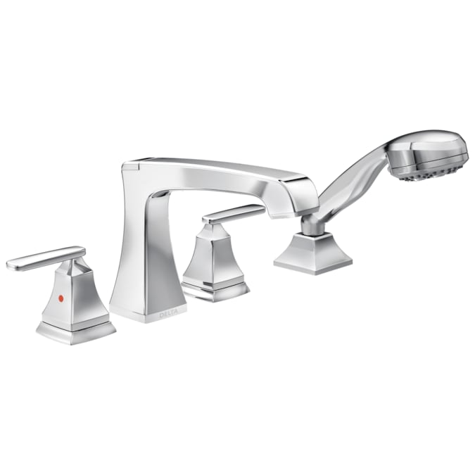 Delta Ashlyn Chrome 2-handle Deck-mount Roman Low-arc Bathtub Faucet with Hand Shower