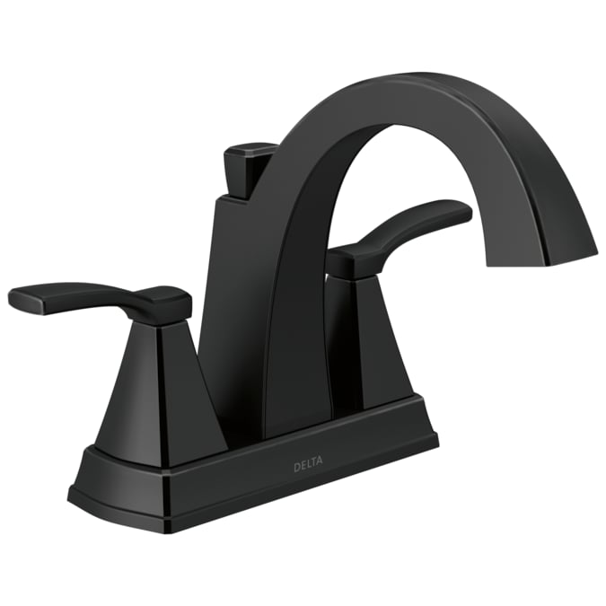 Delta Flynn Matte Black 4-in centerset 2-Handle WaterSense Bathroom Sink Faucet with Drain