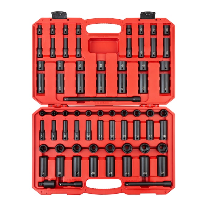 TEKTON 72-Piece Standard (SAE) and Metric 3/8-in Drive Set 6-point Impact Socket Set