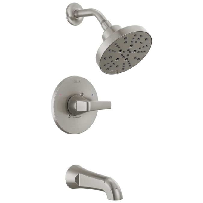 Delta Sparrow Spotshield Brushed Nickel 1-handle Multi-function Round Bathtub and Shower Faucet