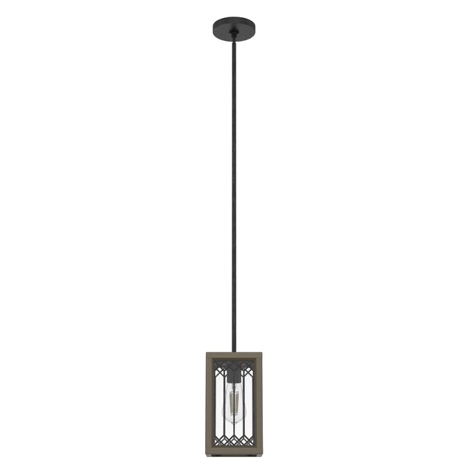 Hunter Chevron Rustic Iron Transitional Seeded Glass Square LED Mini Hanging Kitchen Island Light