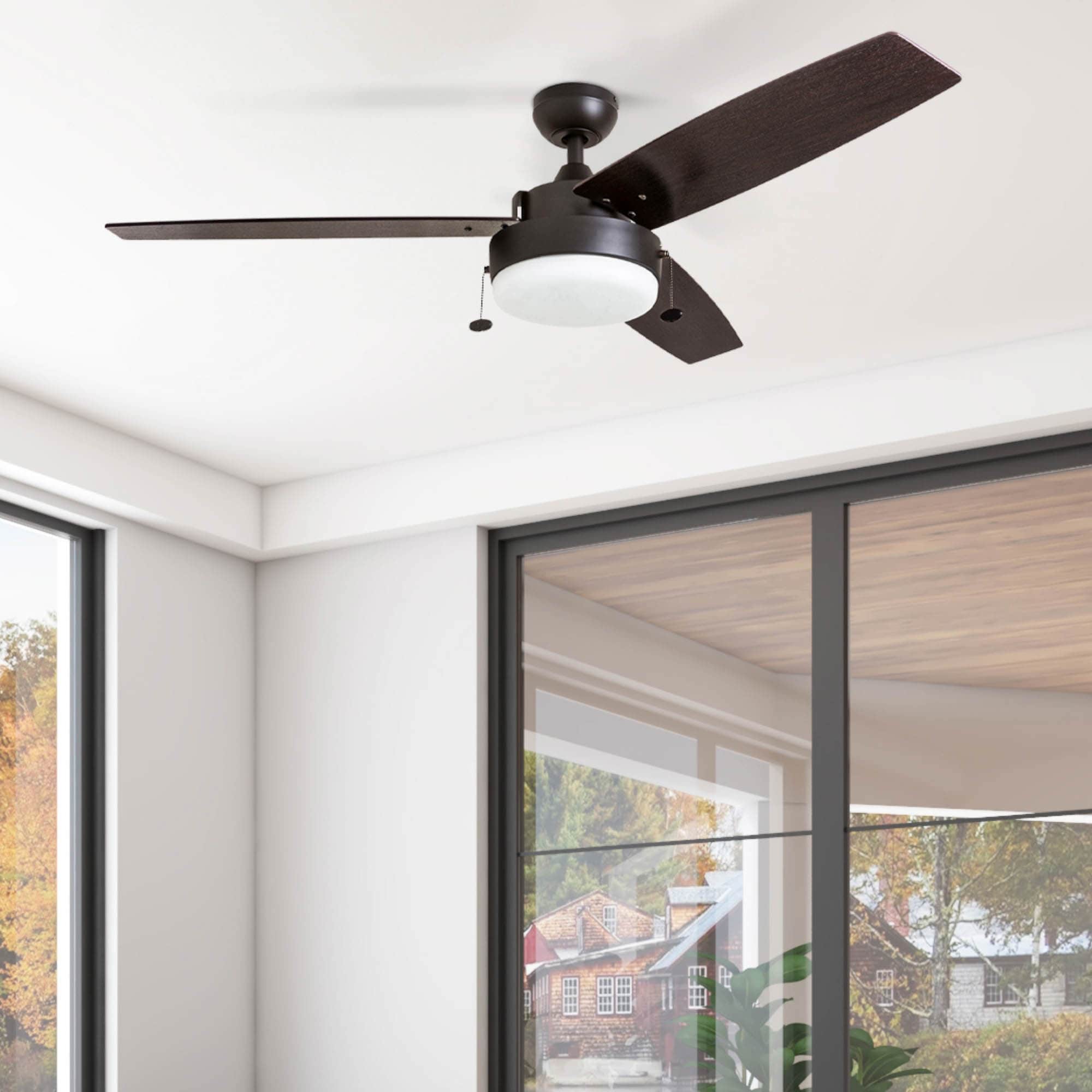 Statham 52-in Bronze with Dark Chestnut/Ancient Pine Blades Ceiling Fan With Light ( 3 -Blade )