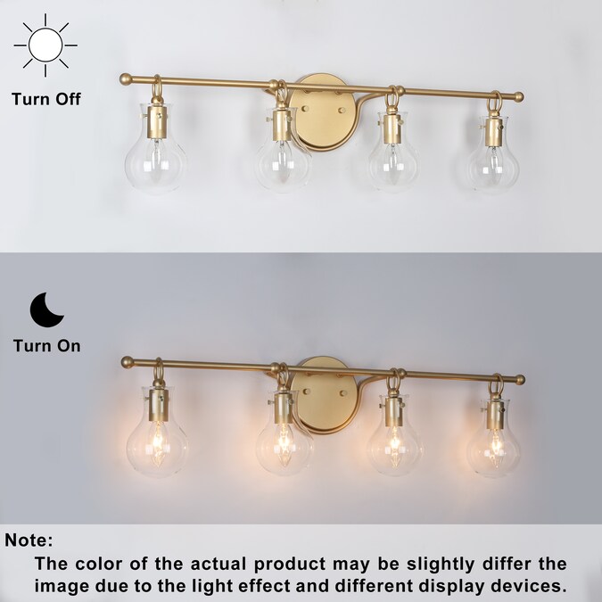 LNC Charm 29-in 4-Light Matte Gold LED Modern/Contemporary Vanity Light Bar - Image 8