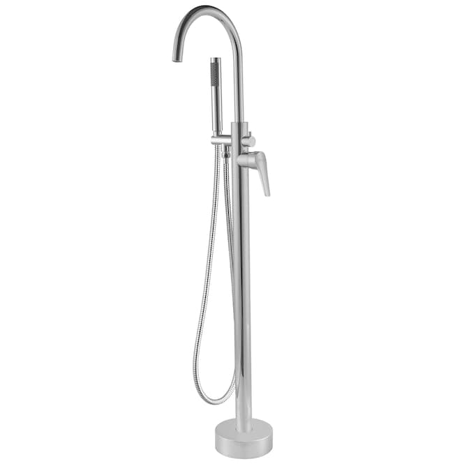 AKDY Brushed Nickel 1-handle Freestanding High-arc Bathtub Faucet with Hand Shower (Valve Included)