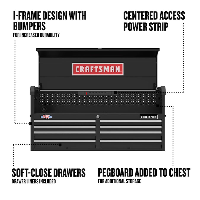 CRAFTSMAN 2000 Series 51.5-in W x 24.7-in H 8-Drawer Steel Tool Chest (Black) - Image 3