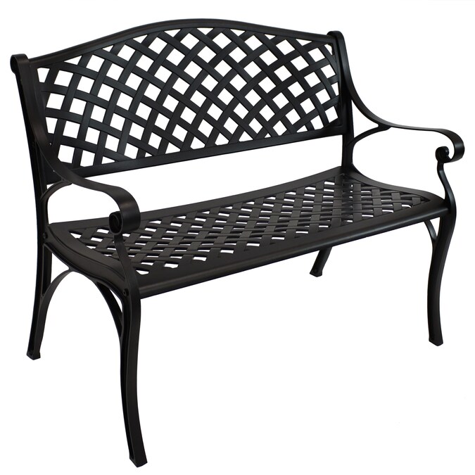 Sunnydaze Decor 40.75-in W x 32.75-in H Black Steel Garden Bench