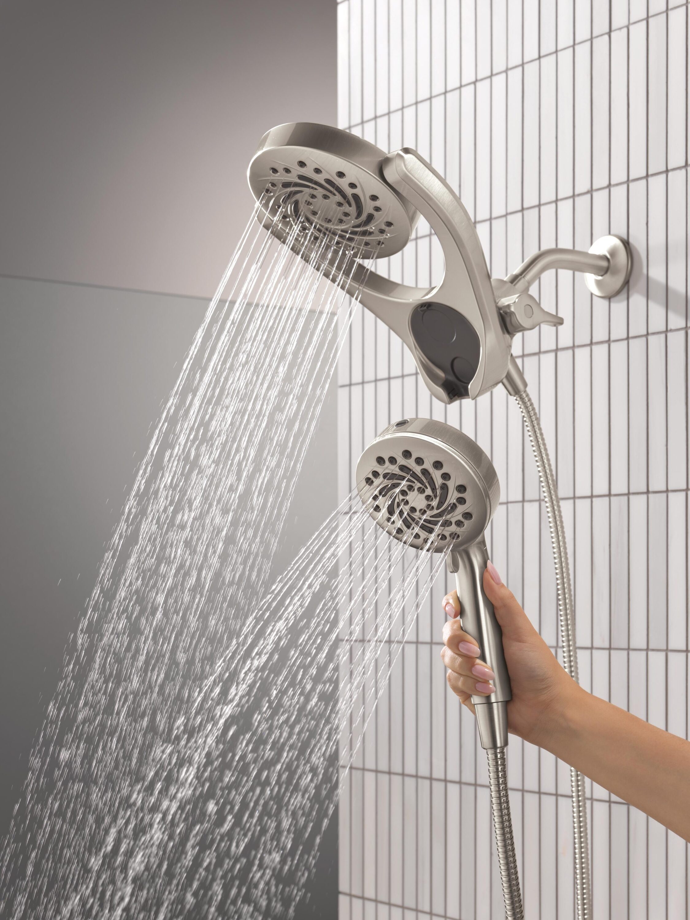 HydroRain 5 -Spray SpotShield Brushed Nickel 6-in Round Dual/Combo High Pressure Rain Shower Head 1.75 GPM - Image 9