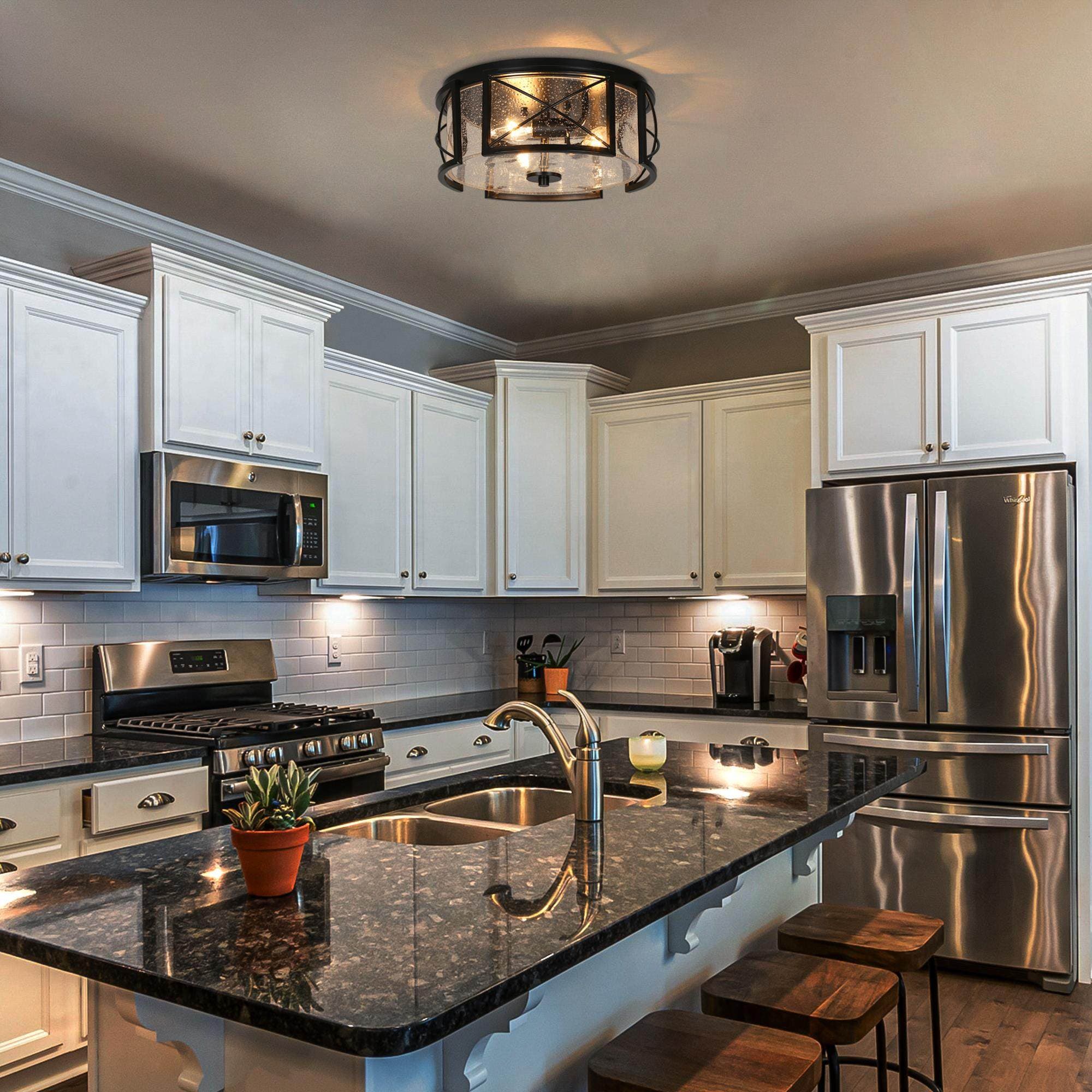 Vine 3 -Light 13-in Matte Black Flush Mount Light - Image 4