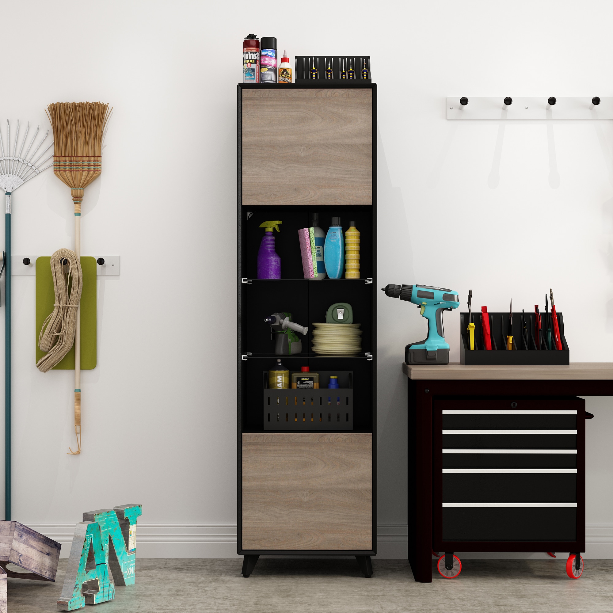 18.5-in W x 67-in H x 15.7-in D Freestanding Composite wood Garage Cabinet in Multiple colors/finishes