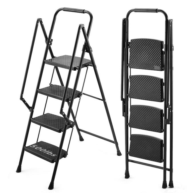 Kahomvis 4-Step Folding Step Stool Ladder 4.27-ft Steel Load Capacity Step Ladder