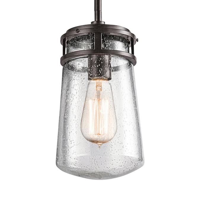 Kichler Lyndon Architectural Bronze Transitional Seeded Glass Lantern Medium Outdoor Hanging Pendant Light