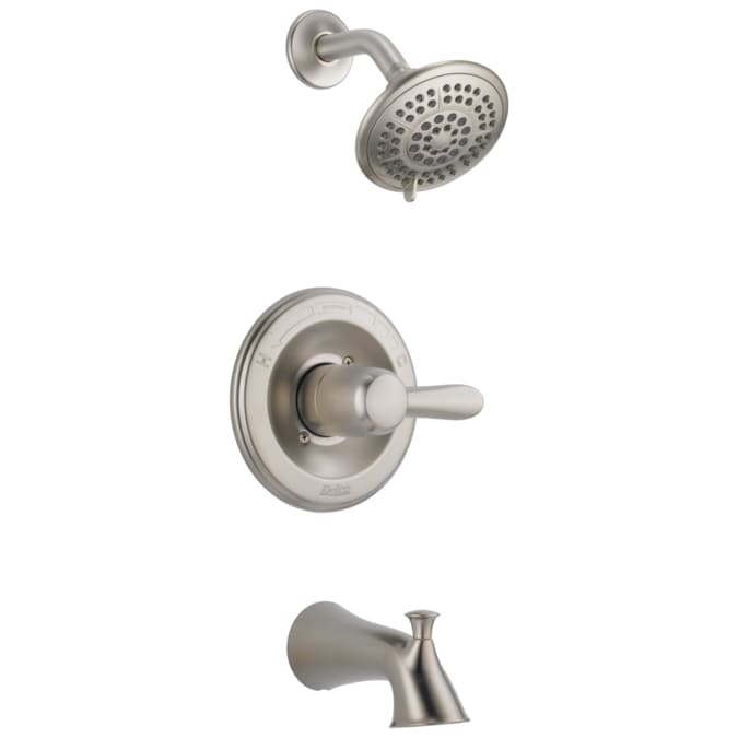 Delta Lahara Stainless 1-handle Multi-function Round Bathtub and Shower Faucet Valve Included