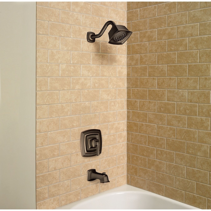 Moen Boardwalk Mediterranean Bronze 1-handle Single Function Square Shower Faucet - Image 3