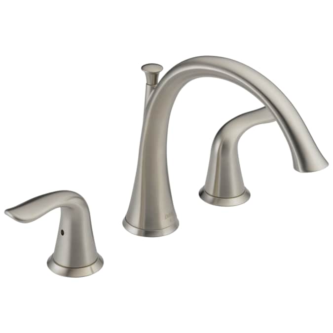 Delta Lahara Stainless 2-handle Deck-mount Roman High-arc Bathtub Faucet