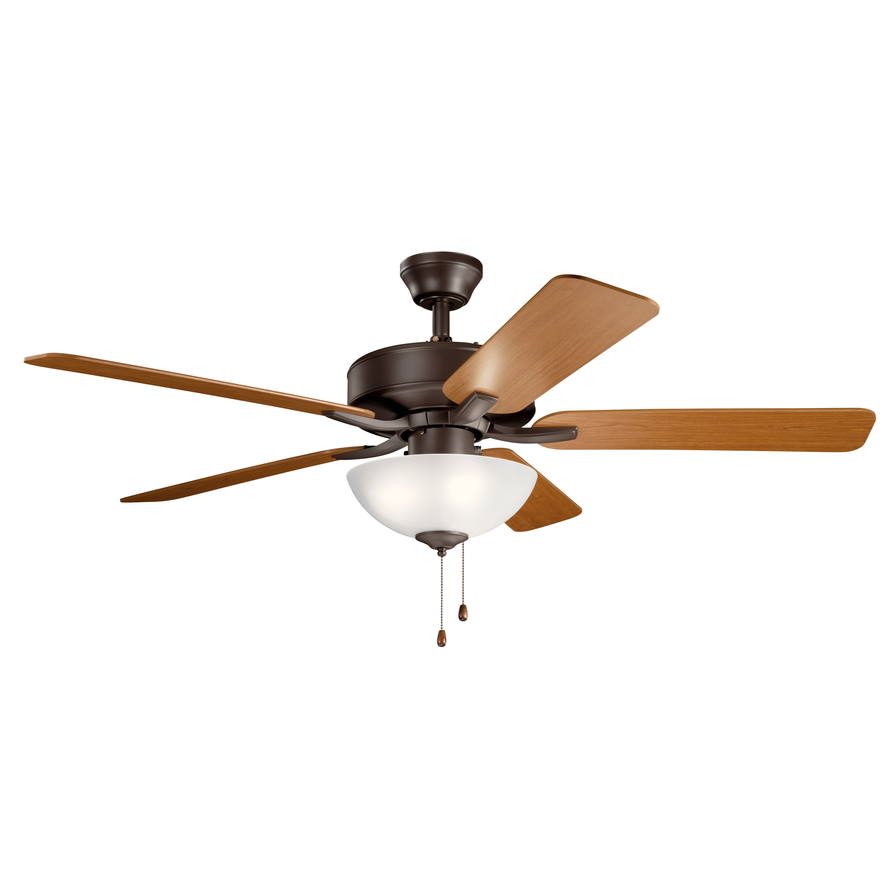 Basics Pro Select 52-in Satin Natural Bronze with Walnut/Cherry Blades Ceiling Fan With Light ( 5 -Blade )