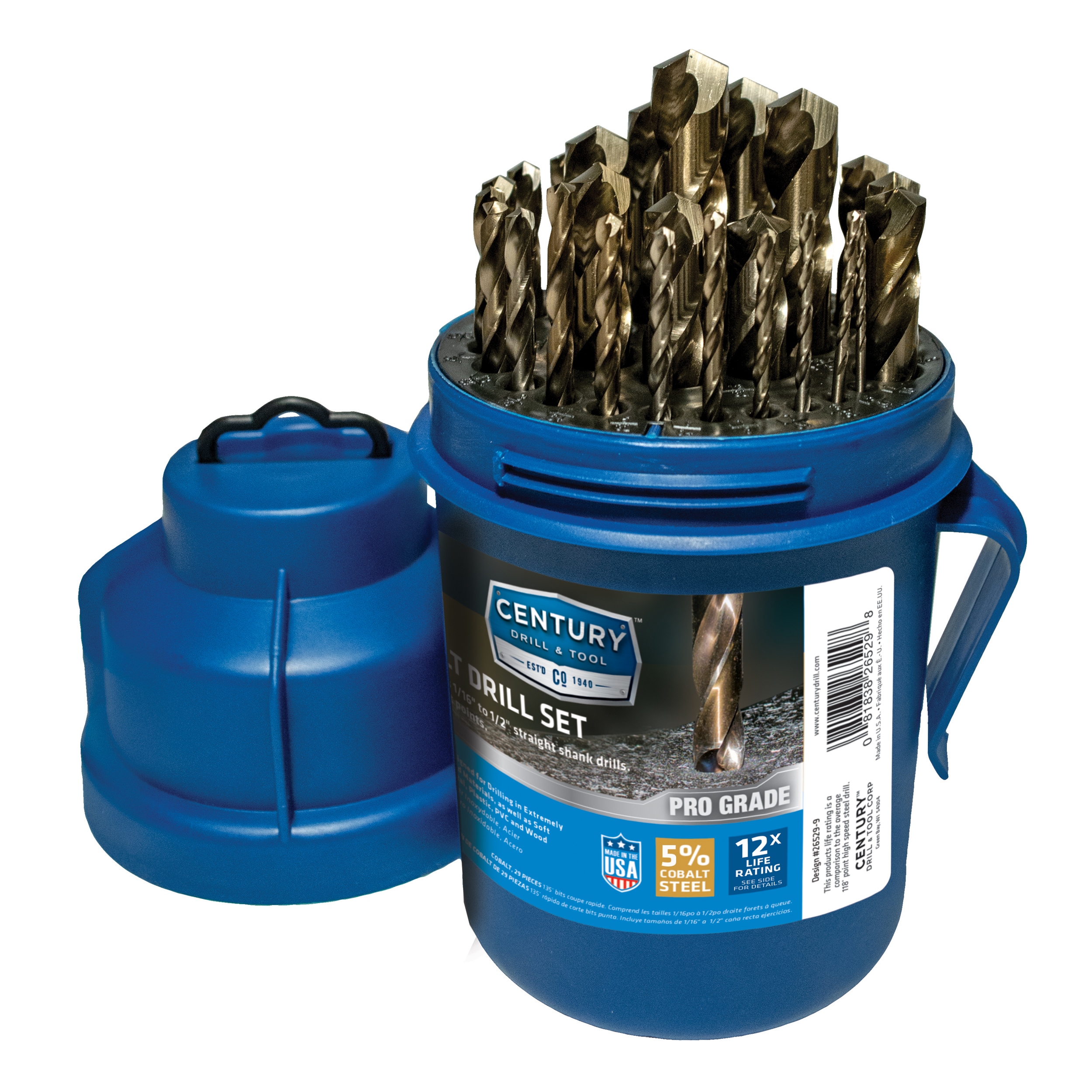 29 -Piece Assorted Cobalt Jobber length Twist Drill Bit Set