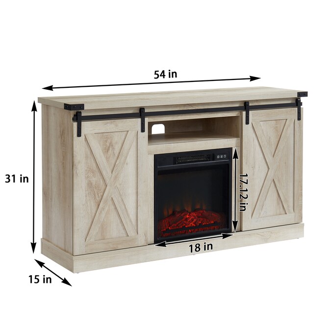 CASAINC 54-in W White Oak TV Stand with LED Corner or Flat Wall Electric Fireplace with Remote Control Included - Image 14