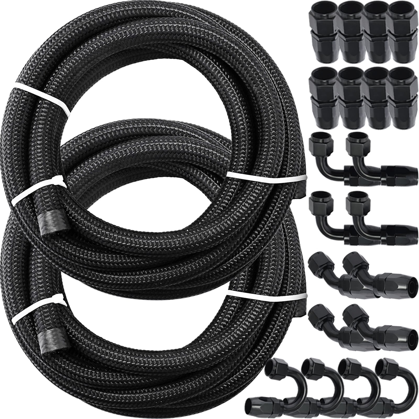 0.44-in ID x 32.8-ft Stainless steel/Nylon Black Fuel hose
