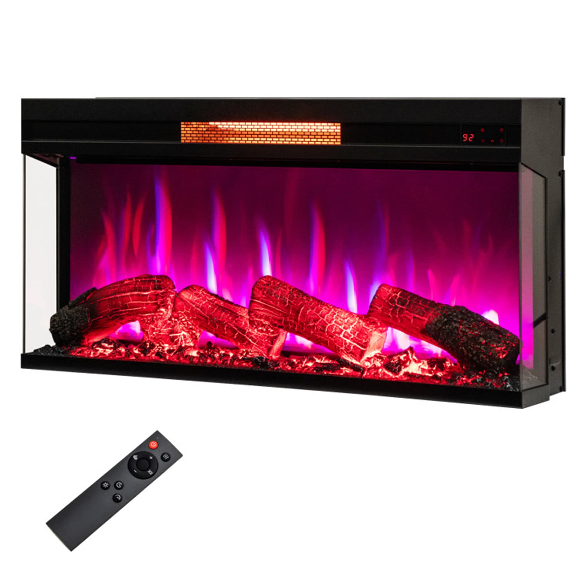 36-Inches W Black Wall mount Infrared quartz Tabletop Electric Fireplace with Remote Control Included