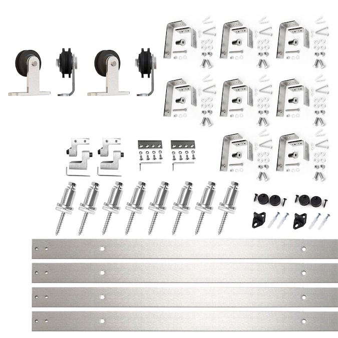 HOMACER 120-in Brushed Nickel Indoor Top Mount Double Bypass Barn Door Hardware Kit