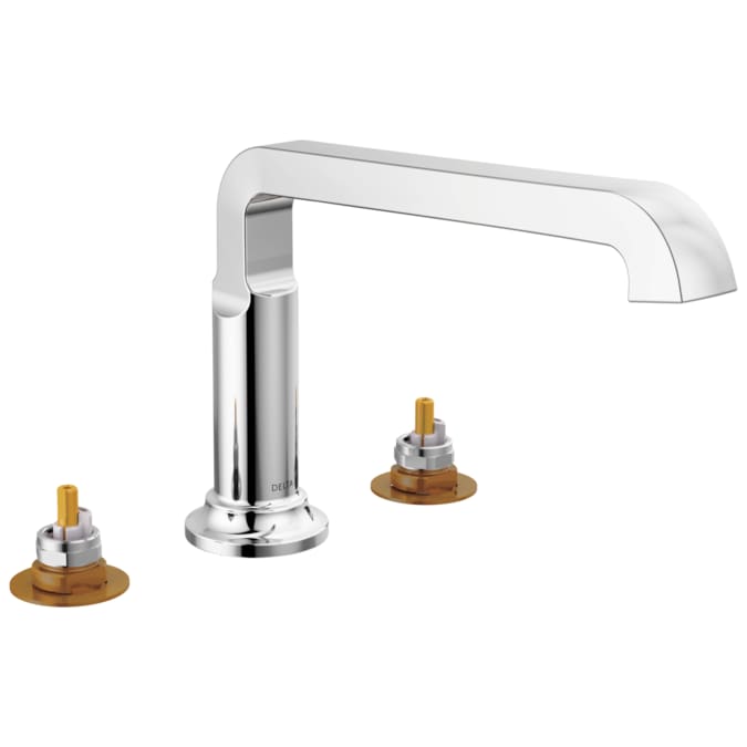Delta Tetra Lumicoat Chrome Deck-mount Roman Low-arc Bathtub Faucet