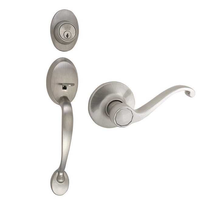 Design House Coventry Satin Nickel Keyed Entry Door Handleset with Accent Lever