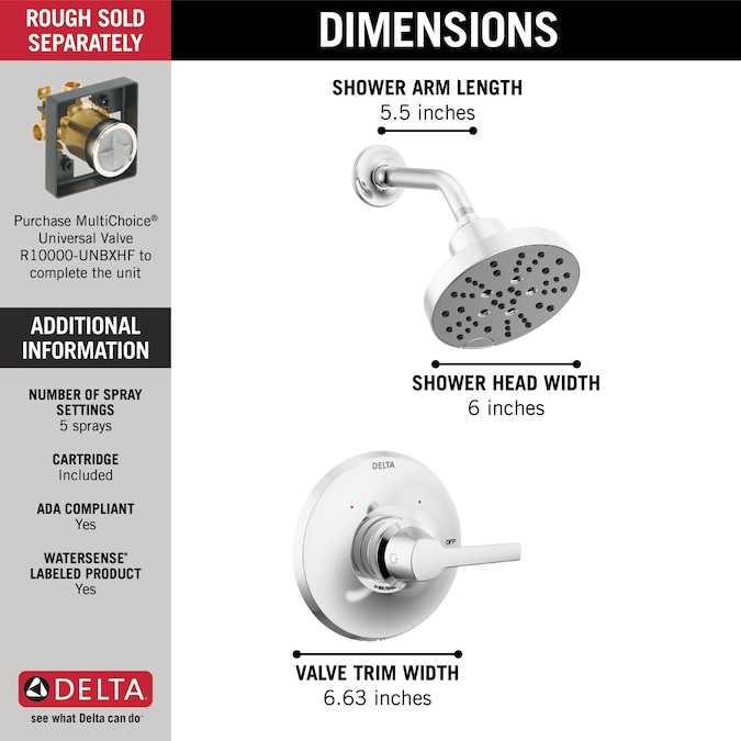 Delta Galeon Lumicoat Chrome 1-handle Multi-function Round Shower Faucet - Image 2