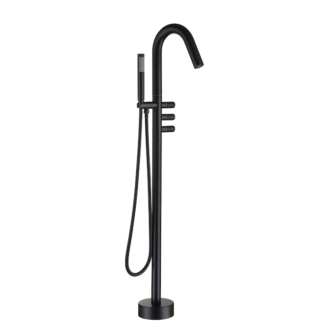 Clihome Matte Black 3-handle Freestanding Swivel Bathtub Faucet with Hand Shower