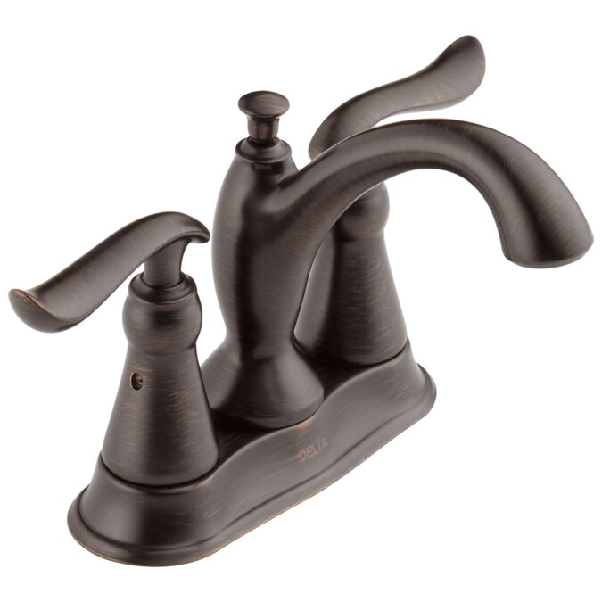Delta Linden Venetian Bronze 4-in centerset 2-Handle WaterSense Bathroom Sink Faucet with Drain
