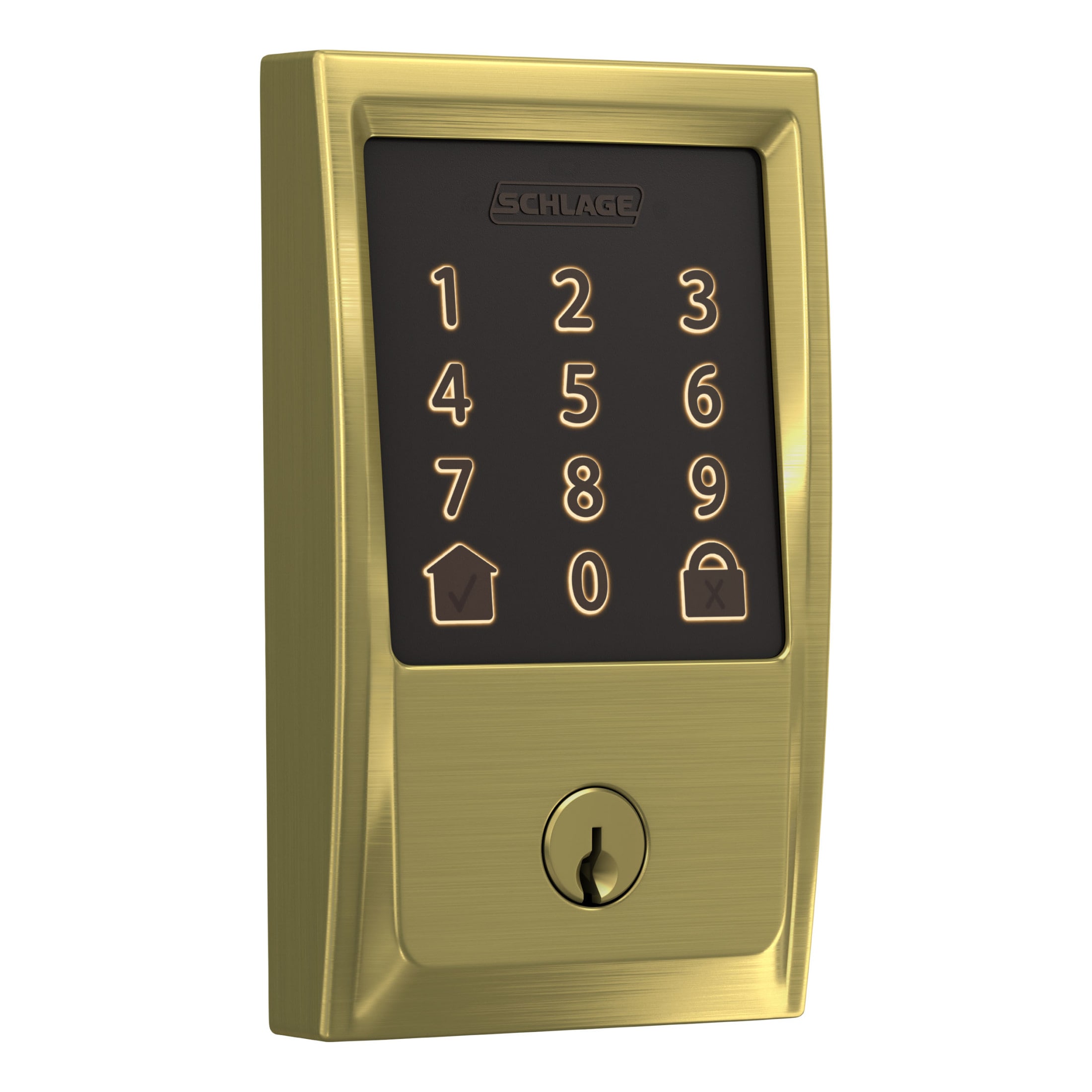 Encode Century Satin Brass Smart Lock Electronic Deadbolt with Wifi Bluetooth and Touchscreen Keypad - Image 4