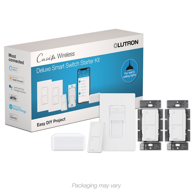 Lutron Caseta Smart Lighting 5-amp Single-pole/3-way Smart Tap Master Light Switch with Wall Plate, White